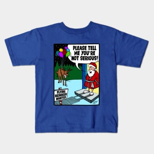 Flying Reindeer Wanted Kids T-Shirt